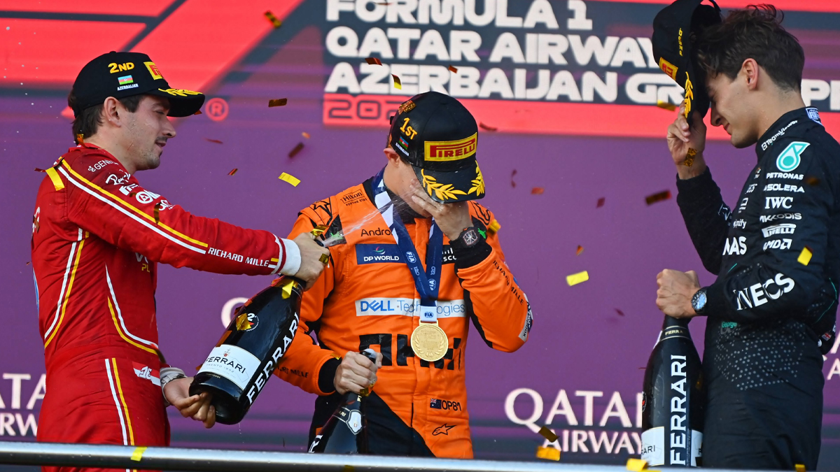 Oscar Piastri gana el GP de Azerbaiyán, seguido de Charles Leclerc y George Russell.